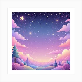 Sky With Twinkling Stars In Pastel Colors Square Composition 83 Art Print