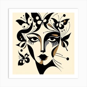 Majestic Female Portrait with Butterflies Art Print