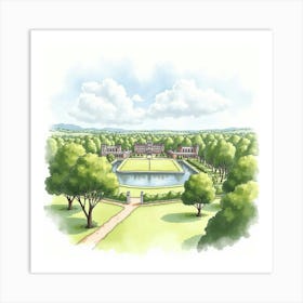 Watercolor Illustration Of The Windsor Great Park, Featuring The Scenic Landscapes And Historical Structures Art Print