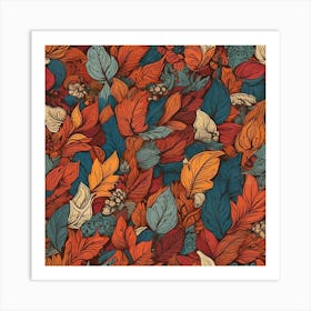 Autumn Leaves Seamless Pattern Art Print