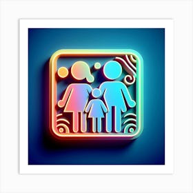 Neon Family Icon Art Print