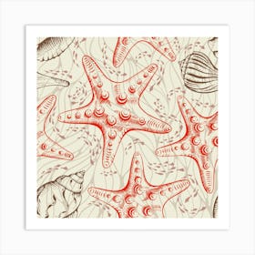 Seamless Starfish Pattern Vector Art Print