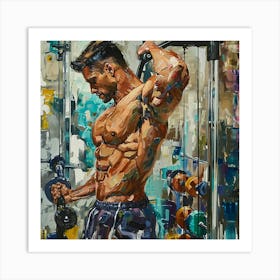 A Gym Workout Oil Painting Illustration 1718674140 1 Art Print