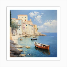 Golden Riviera: Impressionist Serenity on the Italian Coast Art Print