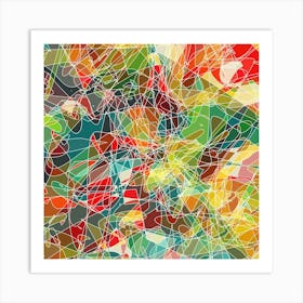 Abstract Painting with White Line Art Art Print