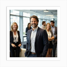 Smiling Business People In An Office Art Print