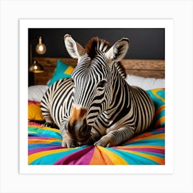 Zebra On The Bed Art Print