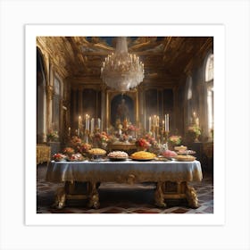 Royal Birthday Celebration Buffet Food Table In The Palace Flowers Extravagant Excessive 478333509 Art Print