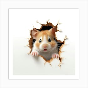 Hamster Peeking Out Of A Hole Art Print