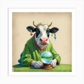 Cow With A Crystal Ball 3 Art Print