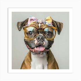 Boxer Dog With Glasses 1 Art Print