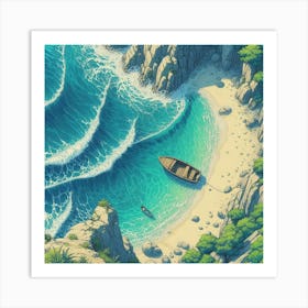 Boat On A Beach Art Print