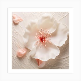 White Flower On A White Background Art Print