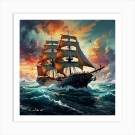 Sailing Ship In The Sea 1 Art Print