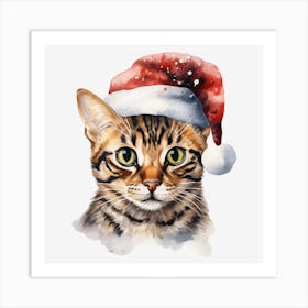 Bengal Cat In Santa Hat 8 Art Print