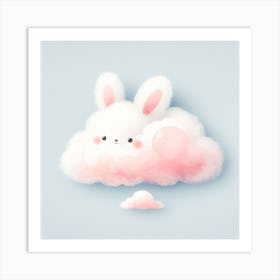 Cute Pink Bunny Cloud Art Print