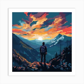 Man Looking At The Sunset Art Print