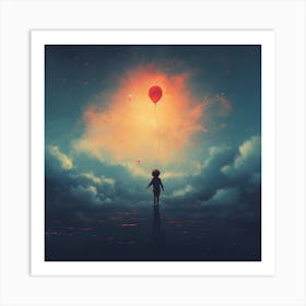 Red Balloons In The Sky Art Print