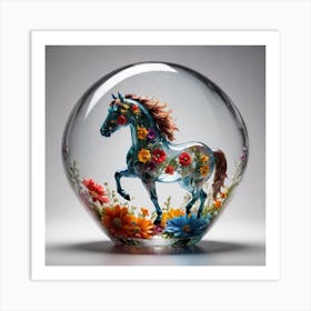 Horse In A Glass Sphere Art Print