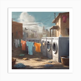 Laundry Scene Art Print