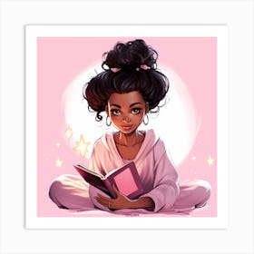 Black Girl Reading A Book 1 Art Print