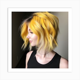 Yellow Bob Hairstyle Art Print