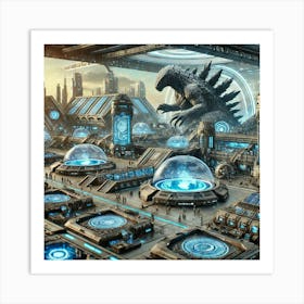 A Futuristic Scene Showing The Scientific Director Art Print