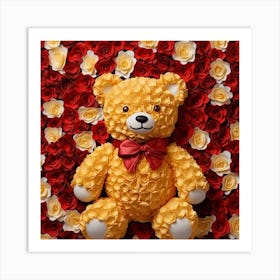 Teddy Bear With Roses 2 Art Print