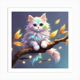 Cute Cat On A Branch 2 Art Print