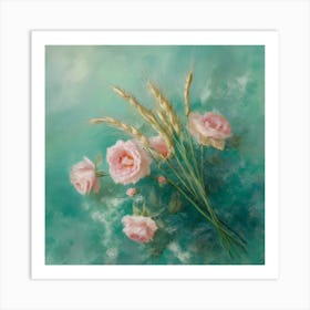 Roses And Wheat Art Print