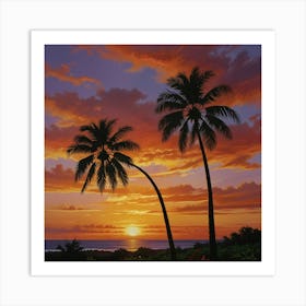 Sunset Palm Trees 4 Art Print