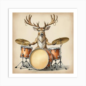 Deer Drumming 4 Art Print