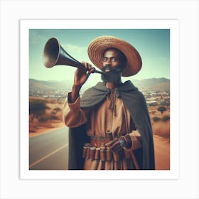 African Man With Horn Art Print