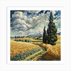 Wheat Field With Cypresses Art Print 1 Art Print