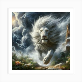 Lion In The Storm Art Print