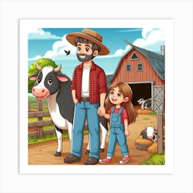 Cartoon Farm Family Art Print