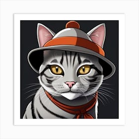 Cat In Hat Art Print