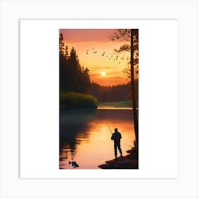 Sunset On The Lake Art Print