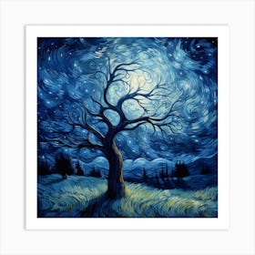 Starry Night Tree 1 Art Print