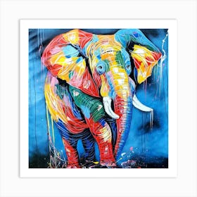 African Elephant canvas Painting Art Print