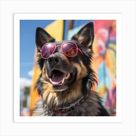 Dog Wearing Sunglasses Art Print