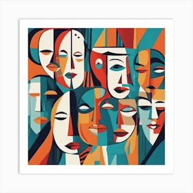 Group Of Faces Art Print