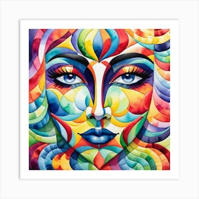 Colorful Face Of A Woman Art Print