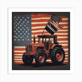 American Flag Tractor 7 Art Print