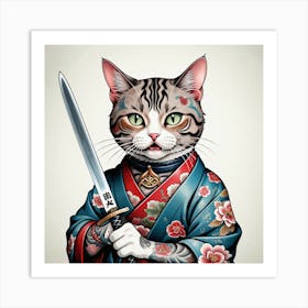 Samurai Cat 1 Art Print