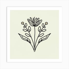 Line Drawing Of A Flower Art Print