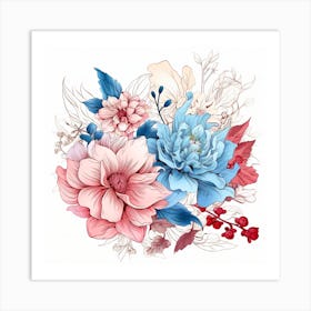 Watercolor Flowers 1 Art Print