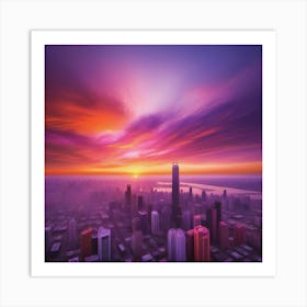 Sunset In City Art Print