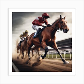 Jockeys Racing Horse Art Print