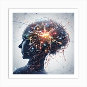 Human Brain With Wires 1 Art Print
